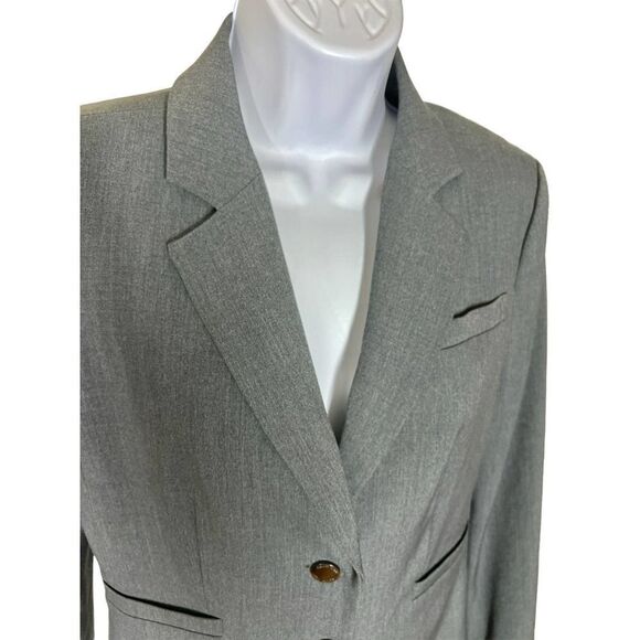 Calvin Klein Gray Blazer 2-Button Career-Wear Business Jacket Women’s Sz 4 - Picture 2 of 6
